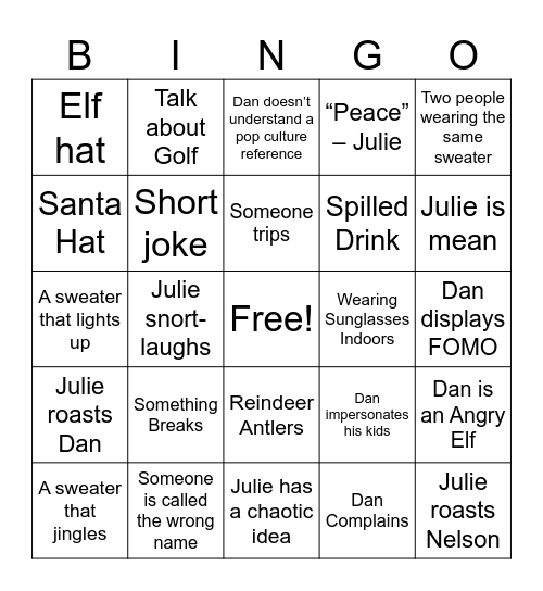 Dream Team™ Holiday Bingo Card