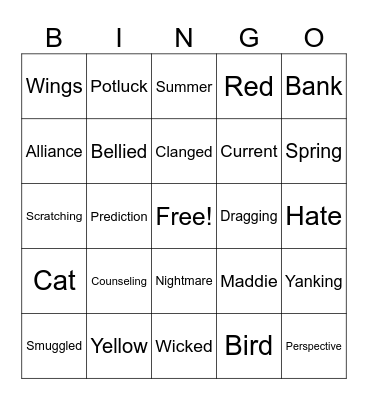 Orbiting Jupiter Chapter Two Vocabulary Bingo Card