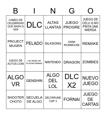 LO GOTY LOCO Bingo Card