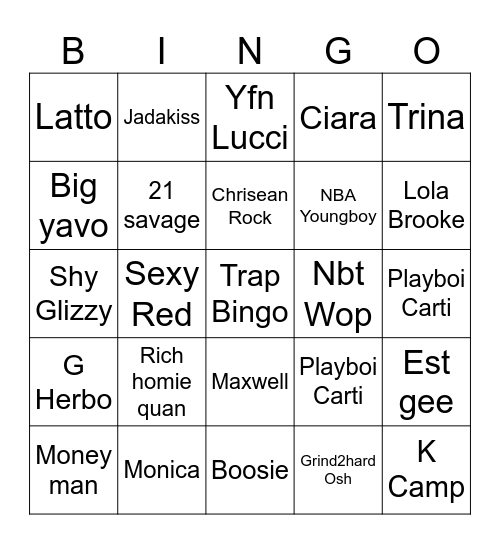 TRAP BINGO Card