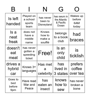 Team Animal Farm Bingo Card