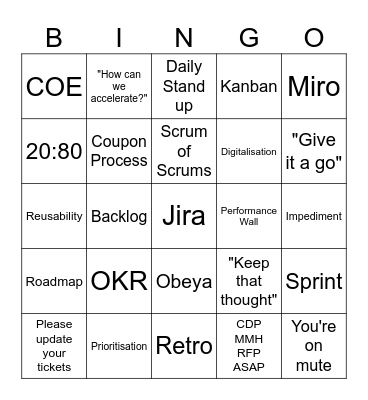 Value Stream 1 Bingo Card