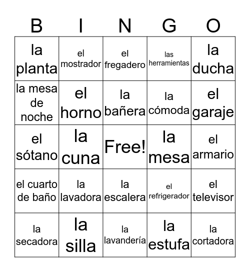 La Casa Bingo Card