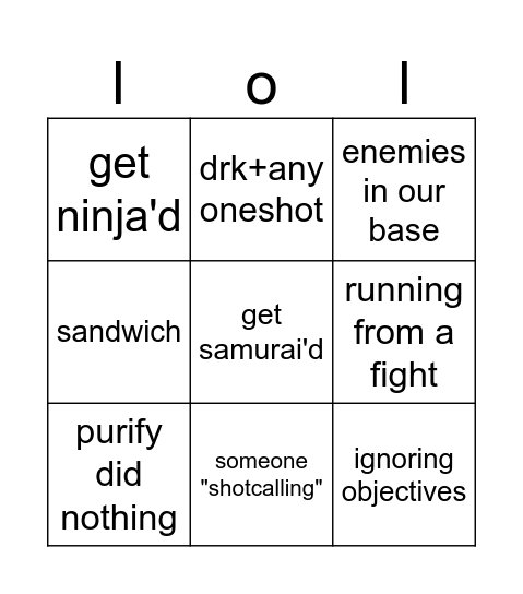 frontline bingo Card