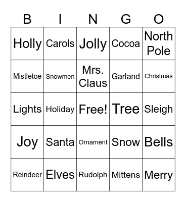 Holiday Bingo Card
