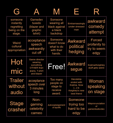 TGA 2023 Bingo Card