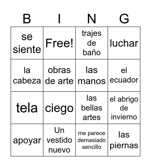 Nuestra Historia 3: unidad 1 Bingo Card