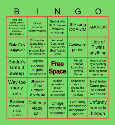 Leyndell High 2023 Awards Bingo Card