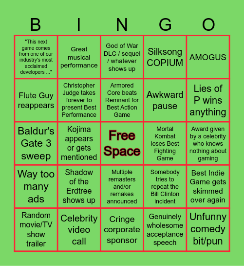 Leyndell High 2023 Awards Bingo Card