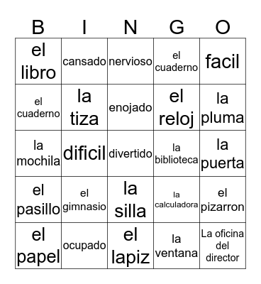 LA CLASE Y ESTAR Bingo Card
