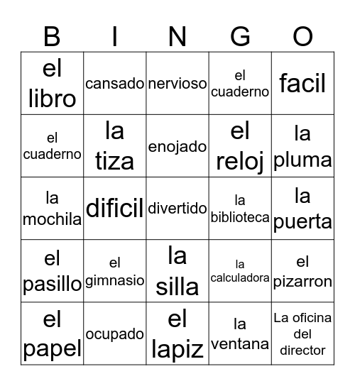 LA CLASE Y ESTAR Bingo Card