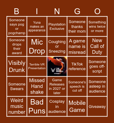 Game Awards Bingo 2023 Bingo Card