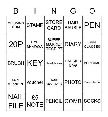 HANDBAG BINGO Card