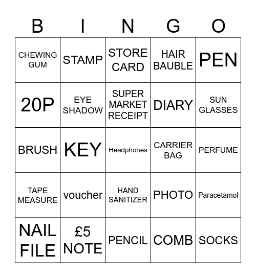 HANDBAG BINGO Card