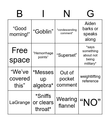 OR331 Bingo Card