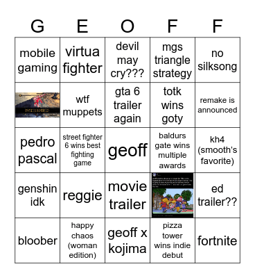 geoff Bingo Card