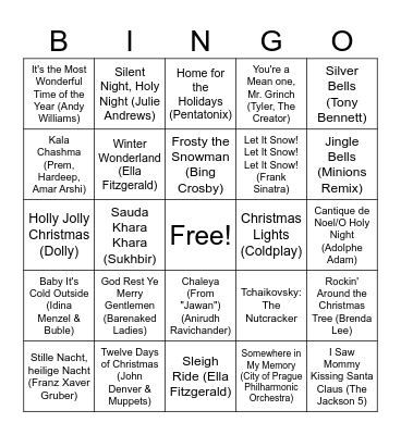 Risk Holiday Music Bingo Card