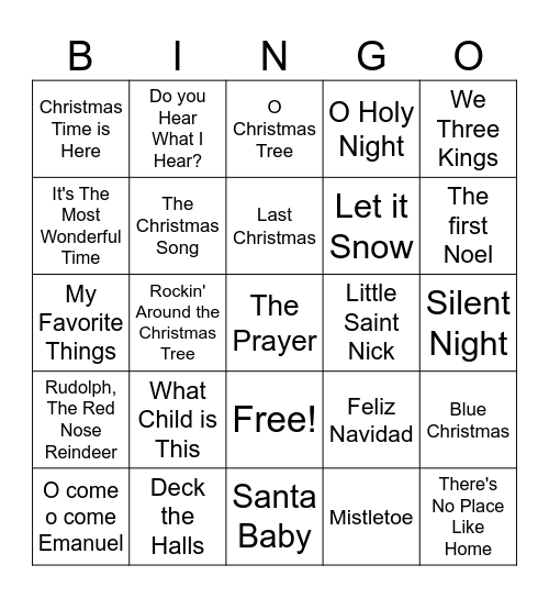 Christmas Bingo Card