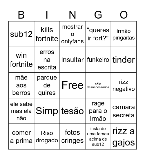 Pirikito Bingo Card