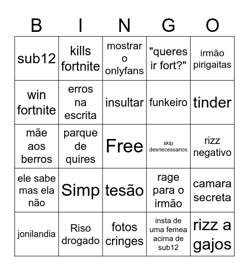 Pirikito Bingo Card