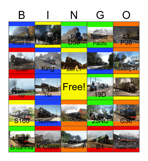 Great Steam Locomotives of All Time Bingo Card