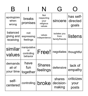 Boundary Bingo Card