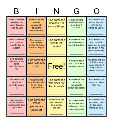 Find Someone Who... Bingo Card