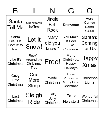 Holiday Bingo Card