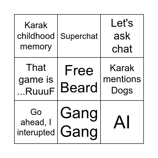 ACG - Gaming Awards Bingo Card