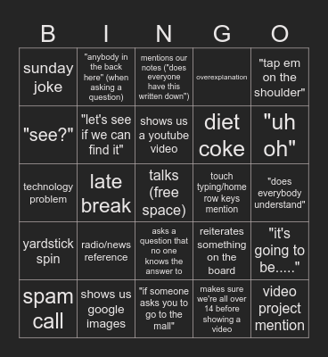 2nd Period Mr Parrish Bingo Card