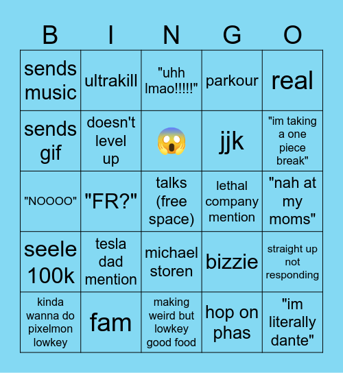 Wooper Bingo Card