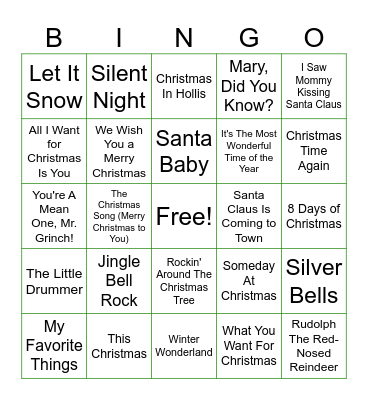 Holiday Bingo Card