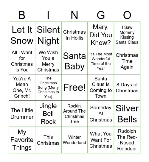 Holiday Bingo Card