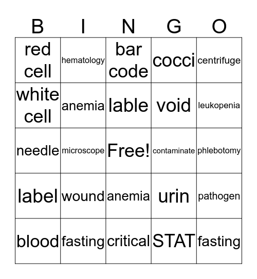 lab week Bingo Card