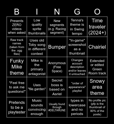 DELTARUNE "Leak" Bingo Card