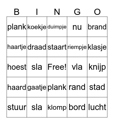 WOORDENBINGO Card