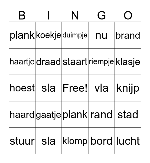 WOORDENBINGO Card