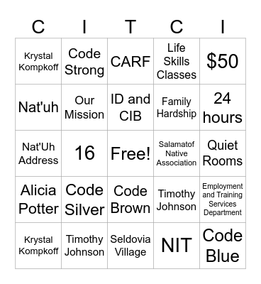ETSD TRIVIA Bingo Card