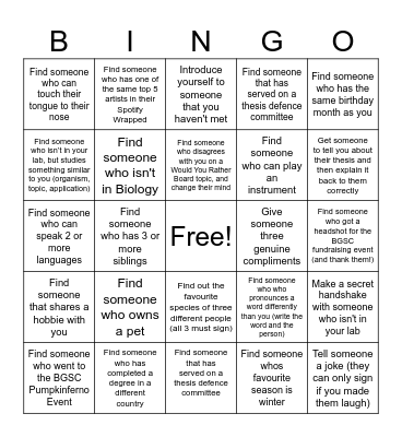 BGSC Holiday Party Social Bingo Get someone to sign the box that applies to them until you have three bingo lines! You can’t use the same person twice. When you have completed, bring this to Shay or Jihyun and one person who finishes will be randomly s Bingo Card
