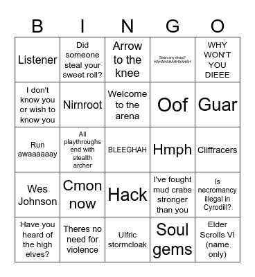 TGA 2023 Bingo Card