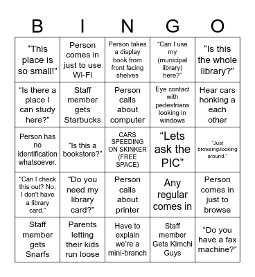Charing Cross Bingo Card