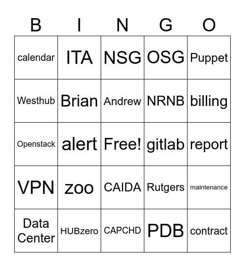 Daily Sync Bingo! Bingo Card