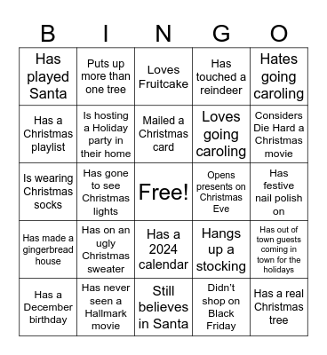 Jingle Mingle Bingo Card