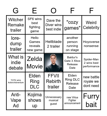 The Game Awards 2023 Bingo Card