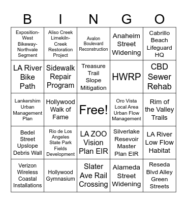 EMG Project Bingo Card