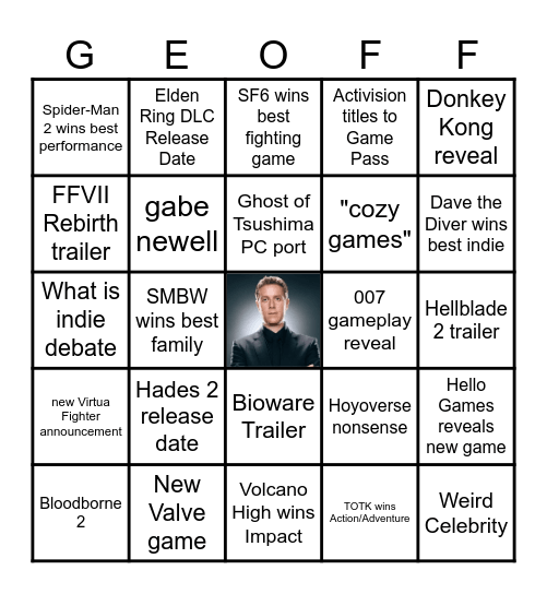 The Game Awards 2023 Bingo Card