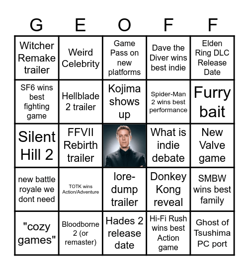 The Game Awards 2023 Bingo Card