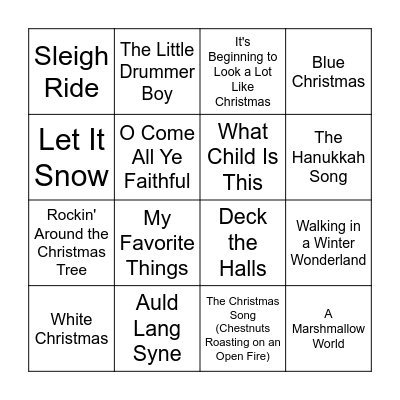 Holiday Music Bingo! Bingo Card