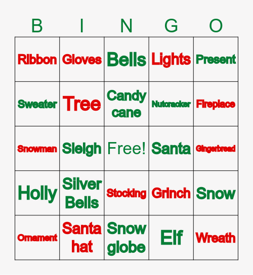 Holiday BINGO Card