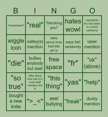 kacie bingo card Bingo Card